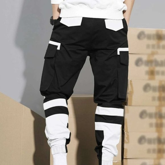 Streetstyle Two Tone Black & White Men's Cargo Pants - Picture 2 of 6